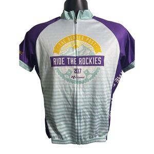 Primal Ride The Rockies 2017 Purple Cycling Jersey‎ Mens Medium Denver Post